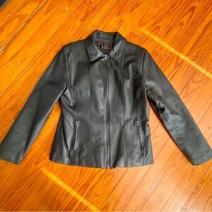 Vintage Women's Black Leather Jacket size L